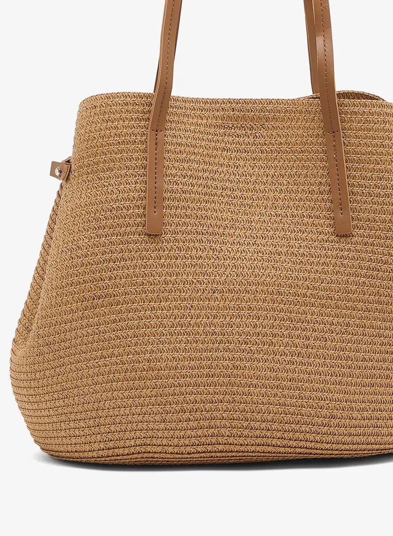 Ginger raffia structured tote bag