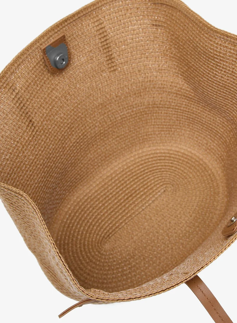 Ginger raffia structured tote bag