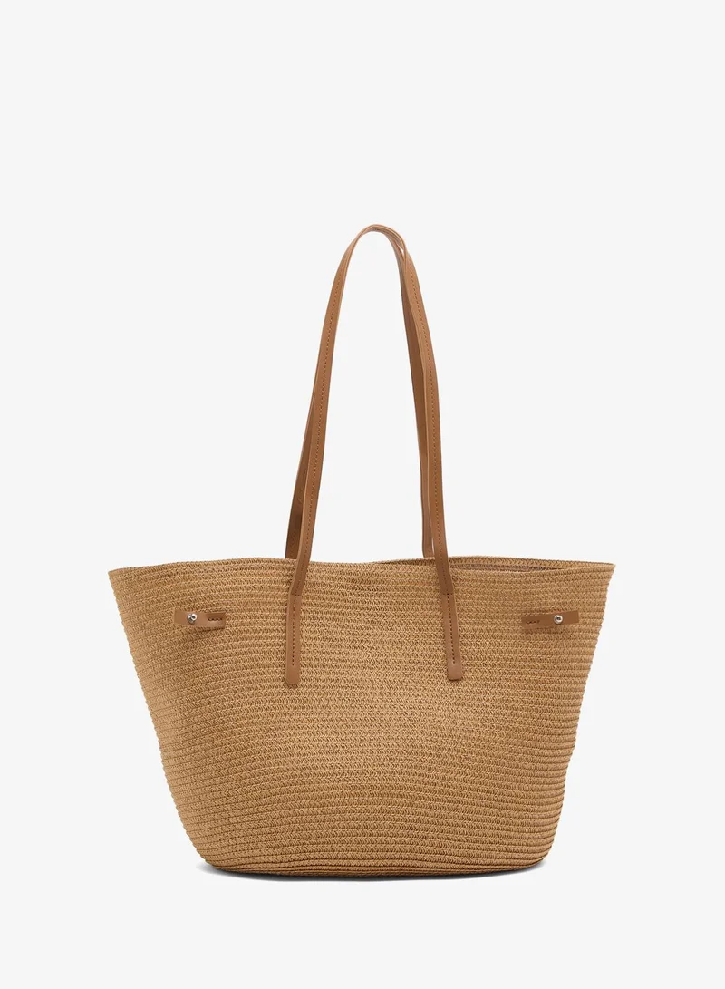 Ginger raffia structured tote bag