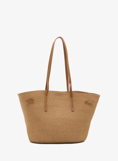 Ginger raffia structured tote bag