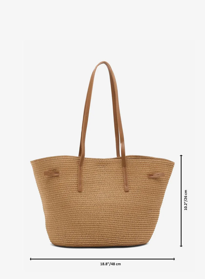 Ginger raffia structured tote bag