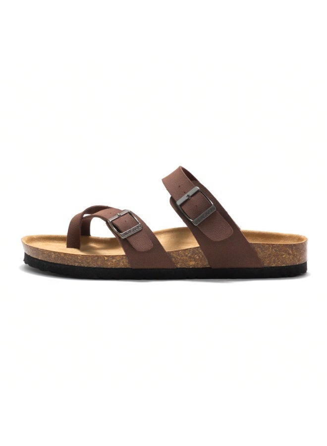 NIBEMINENT Casual Flip Flops Slippers Woman/Men Nubuck PU Leather Clog Shoes Summer Beach Cork Sandals Clip Toe Couples Slides Outdoor  - Image 1