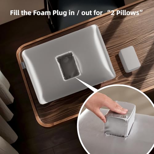 USlixury Piercing Pillow - Ear Piercing Pillow with Foam Plug, 4''H Mini Donut Plilow with 4.7x3.2 Off Center Ear Hole, CertiPUR-US Memory Foam Hole Plilow for Side Sleeper, Satin Cover, Silver Grey - Image 3