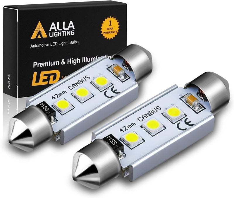 Alla Lighting 41mm42mm 578 2112 2122 LED Festoon Bulbs 6000K Xenon White CANBus Interior Dome Map Trunk Step Courtesy Lights Lamps
