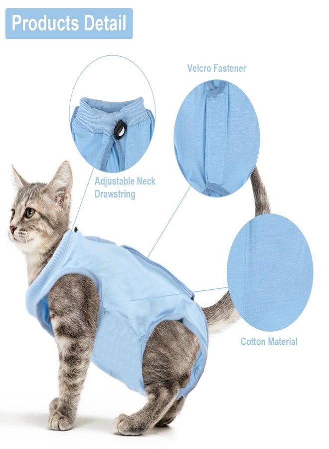 Reshiho 2PCS Cat Recovery Suit - Breathable Cat Surgical Recovery Suit, Onesie for Cats After Surgery Recovery, Alternative Cone of Shame Abdominal Wound Skin Wear Protection (Light Blue+Light Purple, S) - Image 2