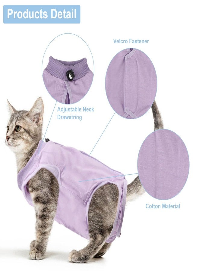 Reshiho 2PCS Cat Recovery Suit - Breathable Cat Surgical Recovery Suit, Onesie for Cats After Surgery Recovery, Alternative Cone of Shame Abdominal Wound Skin Wear Protection (Light Blue+Light Purple, S) - Image 3