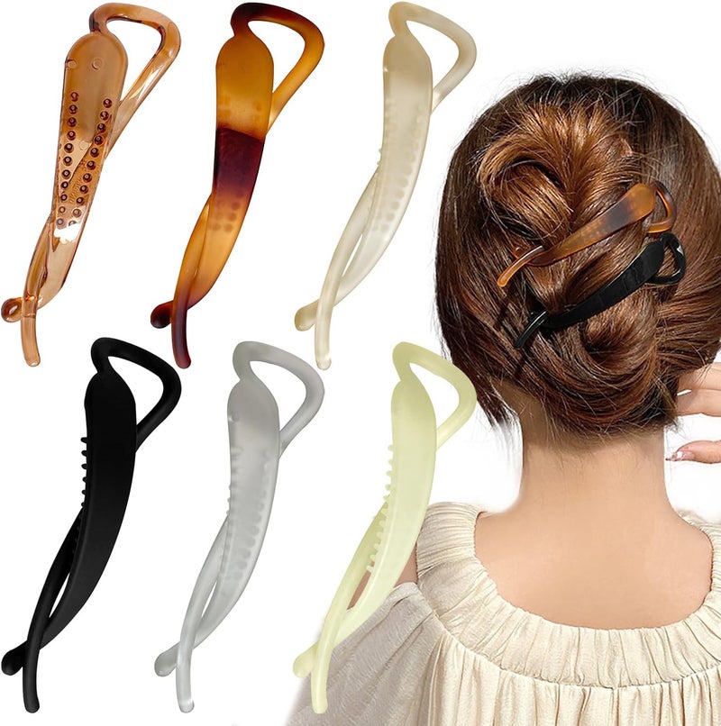 6PCS Banana Hair ClipsLarge Hair Claw ClipStrong Hold Ponytail Holder Banana Clips for Fine Thick Hair French Hair Accessories for Girls Women