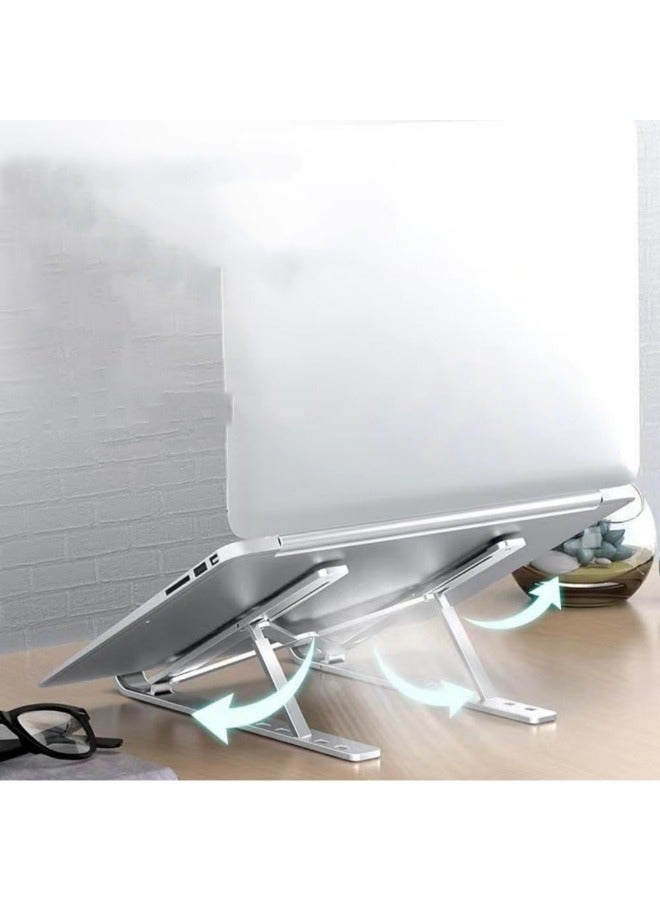 ORLENIC Adjustable Laptop Stand for Desk – Ergonomic Aluminum Alloy Notebook Holder | 7-Level Height Adjustable, Foldable & Lightweight Laptop Riser with Ventilated Cooling | Compatible with MacBook Pro/Air, HP, Dell, Lenovo, Chromebook (Silver) - Image 2