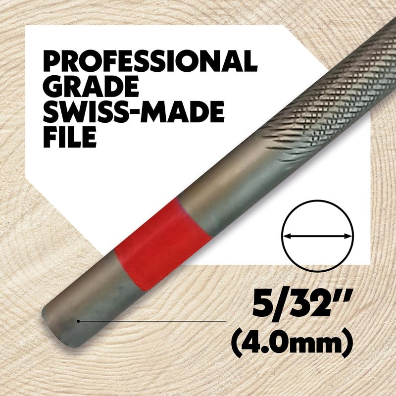 Oregon 5/32" (4.0 mm) Professional Chainsaw Chain Sharpening Round Files to Sharpen 1/4", 3/8" Low Profile Saw Chains, 12 Pack (70504) - Image 1