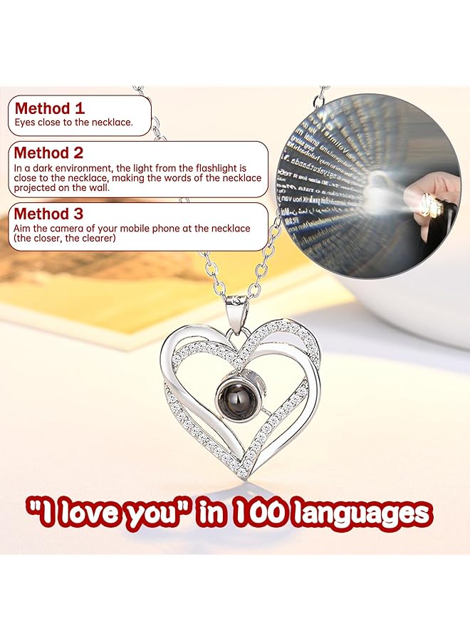 erorex Birthday Gifts For Women Eternal Rose With Inch I Love You Inch Necklace In 100 Languages Eternal Rose Flowers Gift For Mum Wife Girlfriend Best Friend On Mother'S Day Valentine'S Day Anniversary  - Image 4
