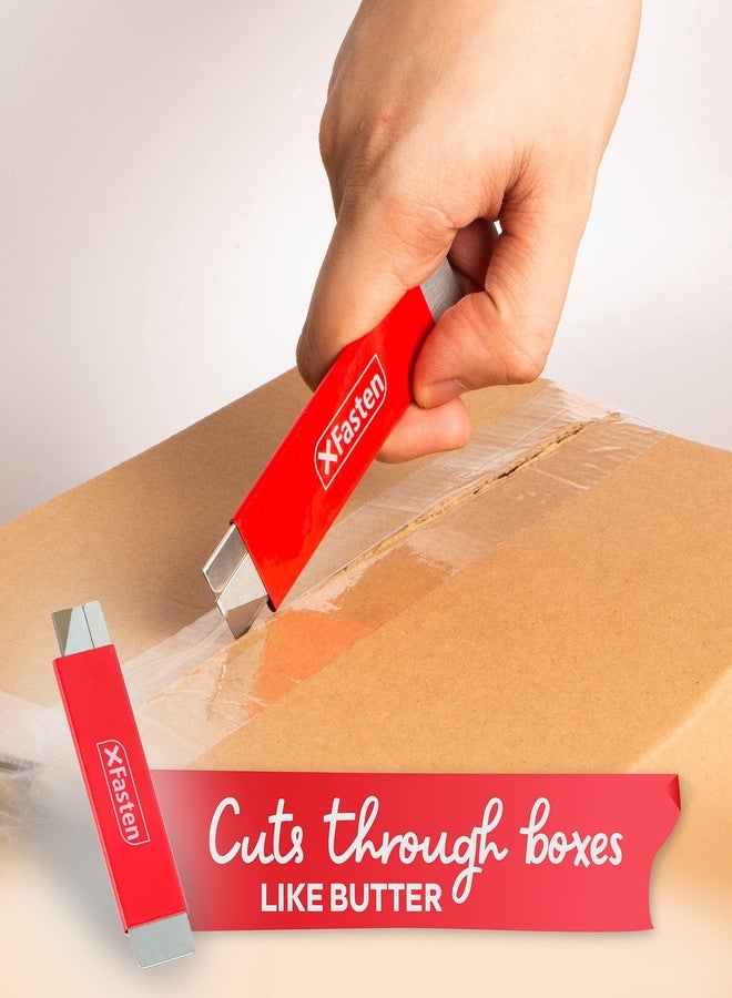 إكس فاستين مجموعة من 12 قاطعة صناديق قابلة للسحب من XFasten مع مكشطة أمان، مجموعة شفرات قاطعة صناديق مسطحة صغيرة من الورق المقوى والكرتون، فتاحة صناديق بحجم الجيب ومقاومة للاهتزاز للقطع والكشط - Image 3