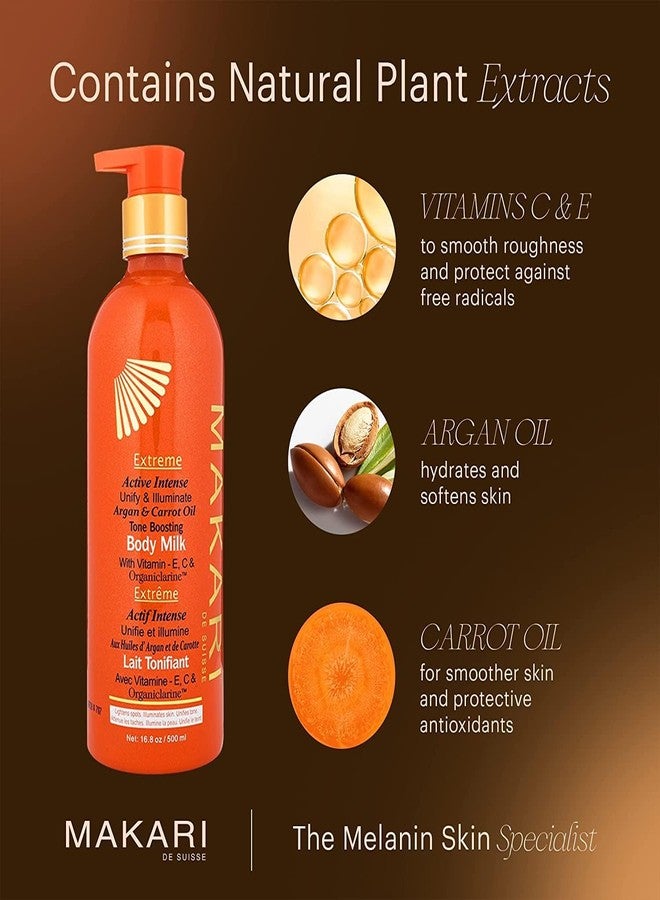 Makari Extreme Active Intense Carrot & Argan Oil Body Milk (16.8 oz) | Unify & Illuminate | Tone-Boosting Body Lotion with Vitamins E and C | Helps Brighten Skin Tone | Promotes Even Complexion - Image 4