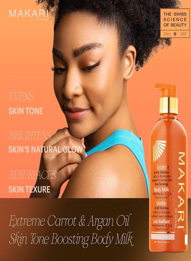 Makari Extreme Active Intense Carrot & Argan Oil Body Milk (16.8 oz) | Unify & Illuminate | Tone-Boosting Body Lotion with Vitamins E and C | Helps Brighten Skin Tone | Promotes Even Complexion - Image 2