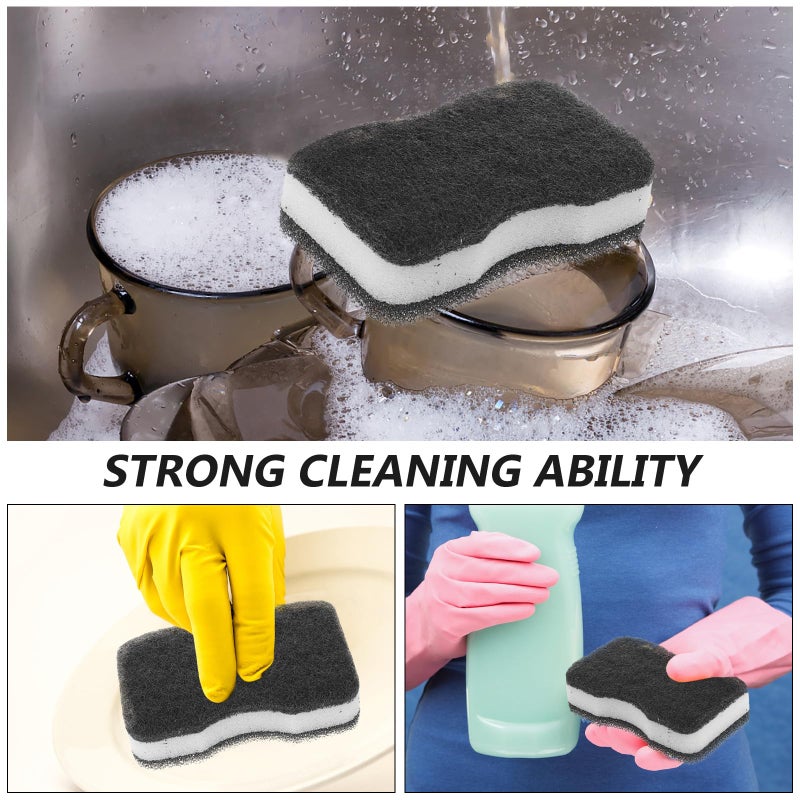5Pcs Black Non Stick Kitchen Scrub Sponges Multi Function Dish Wok Cleaning Pads - Image 5