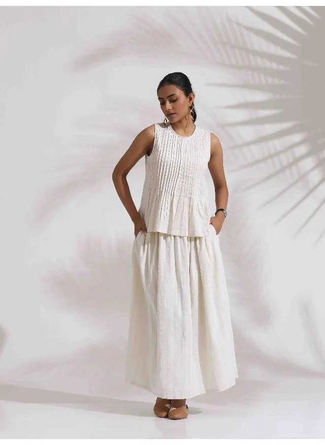 ترو برونز trueBrowns Off-white Cotton Skirt Co-ord Set