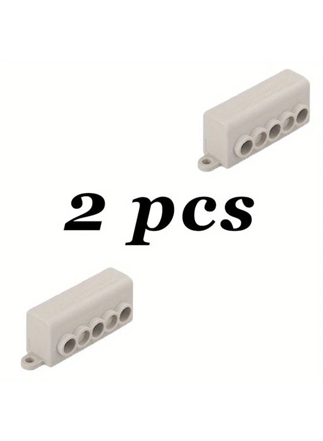 Grey White 2pcs Heavy Duty 1 To 4 Way Wire Splitter Terminal Block With Copper Contacts - Image 4