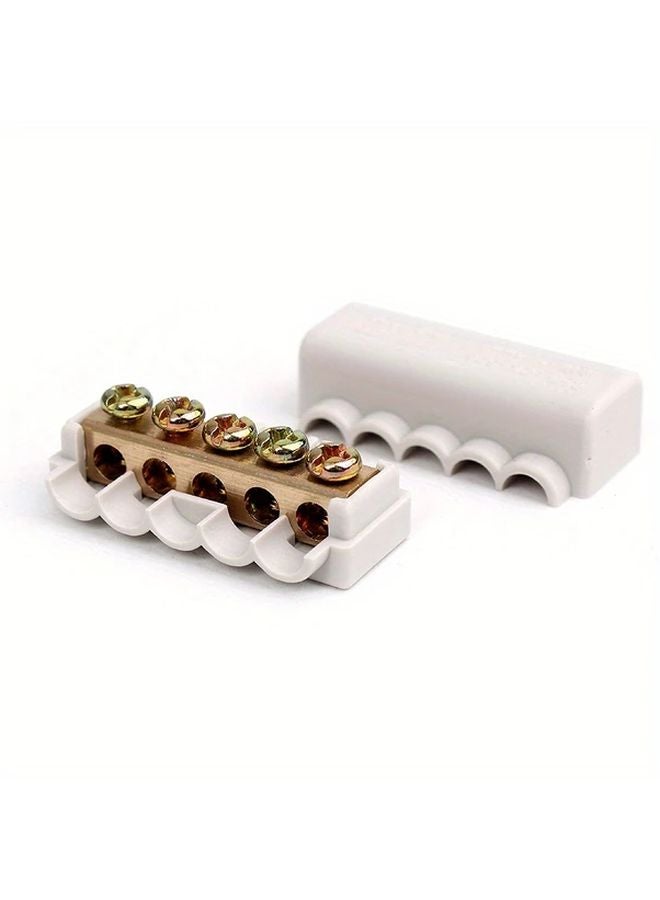 Grey White 2pcs Heavy Duty 1 To 4 Way Wire Splitter Terminal Block With Copper Contacts - Image 5