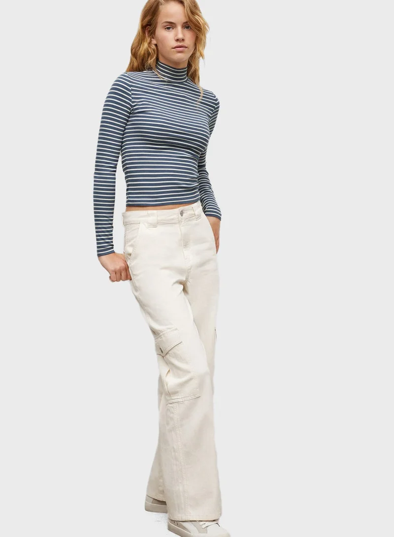 MANGO Kids Striped High Neck T-Shirt