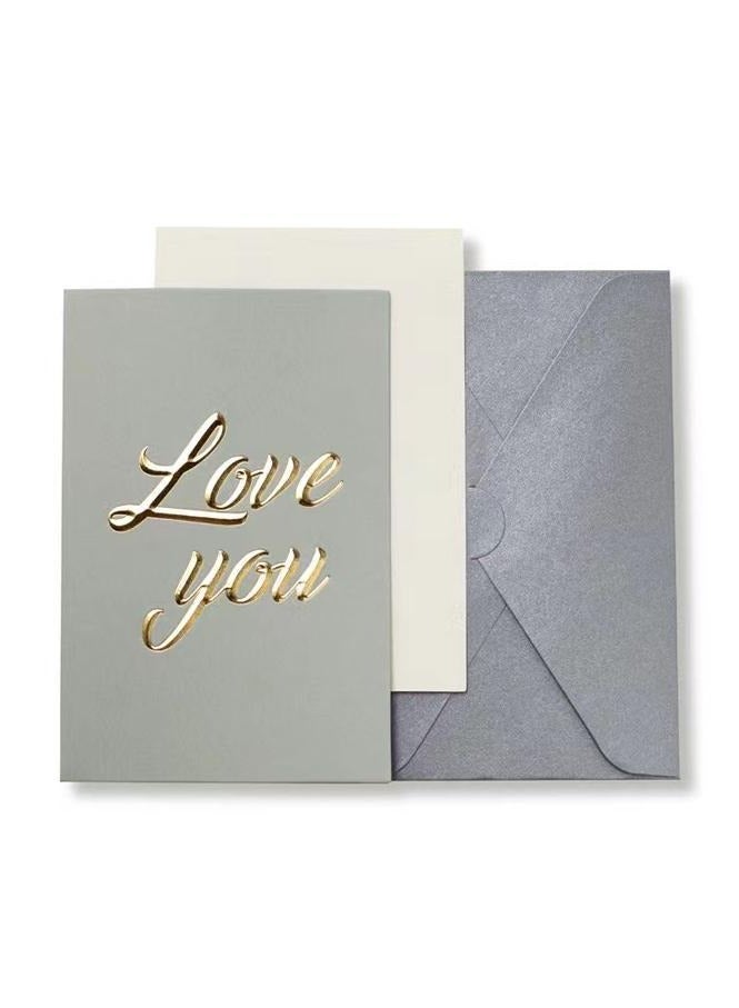 BenQuand Valentines Day Cards for Boyfriend and Girlfriend Luxury Gray Romantic Greeting Cards with Envelope and Seal Thank You Postcards for Everyday Use - Image 1