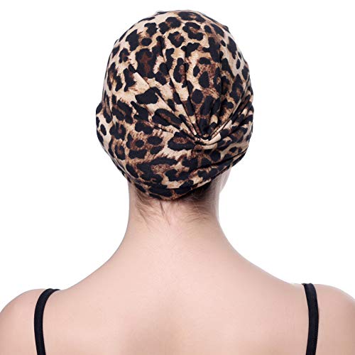 Ever Fairy Womens Floral Print Turban Chemo Sleep Cap,Turban Hat Cap Hair Wrap (Printed Leopard) - Image 5