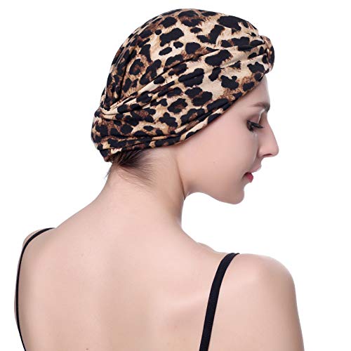 Ever Fairy Womens Floral Print Turban Chemo Sleep Cap,Turban Hat Cap Hair Wrap (Printed Leopard) - Image 4
