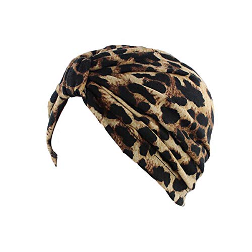 Ever Fairy Womens Floral Print Turban Chemo Sleep Cap,Turban Hat Cap Hair Wrap (Printed Leopard) - Image 1
