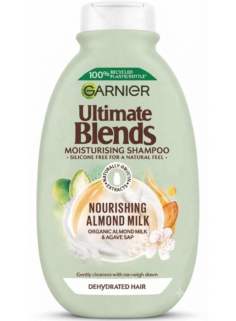 Garnier Ultra Doux Almond Milk Hydrating Shampoo 400ML - Gentle Daily Moisturizing Shampoo with Organic Almond Milk & Agave Nectar for Soft, Smooth Hair