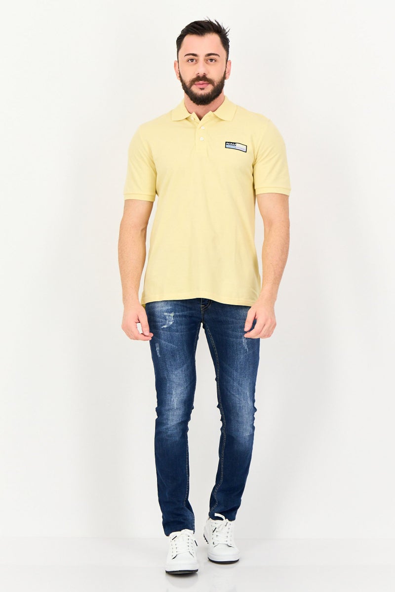 NAUTICA Men Regular Fit Brand Logo Short Sleeve Polo Shirt, Yellow - Image 4