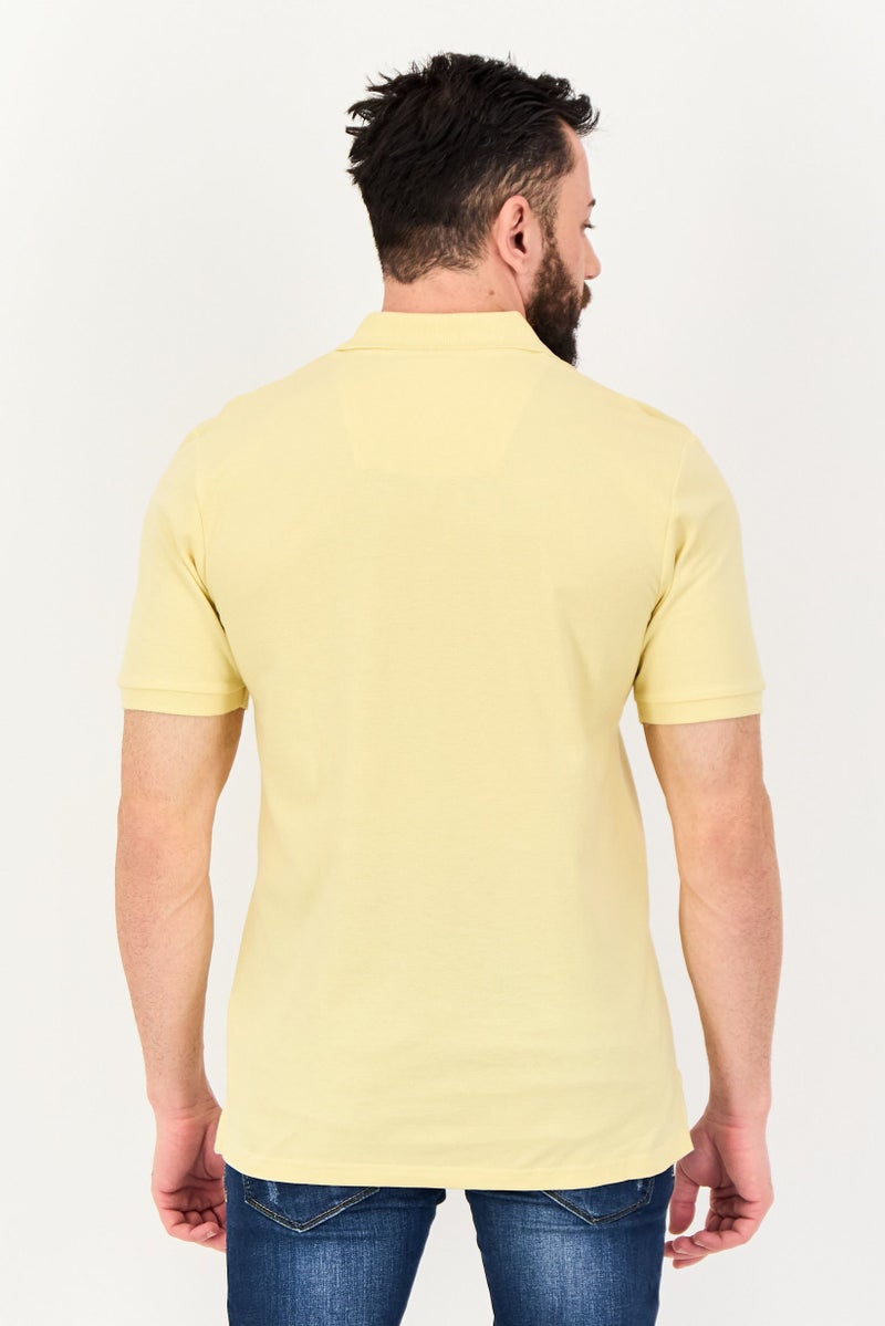 NAUTICA Men Regular Fit Brand Logo Short Sleeve Polo Shirt, Yellow - Image 3