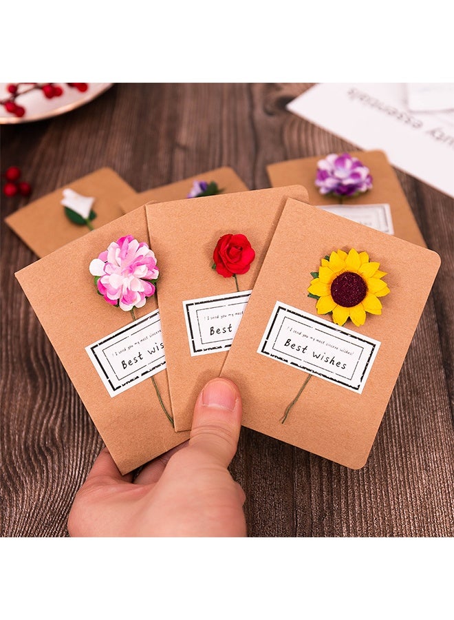 Lemon 6 Pack Flower Pattern Thank You Card, Handmade Invitation Greeting Card Wish Card, for Wedding Birthday Festival - Image 3