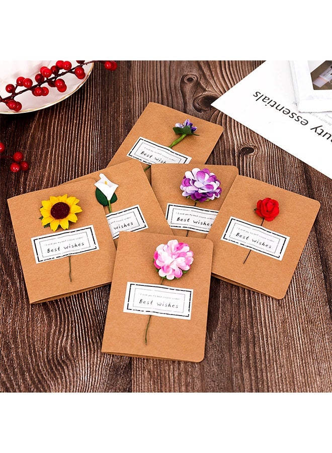 Lemon 6 Pack Flower Pattern Thank You Card, Handmade Invitation Greeting Card Wish Card, for Wedding Birthday Festival - Image 1