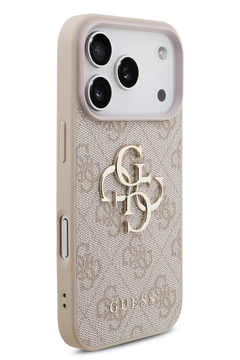 جس جراب iPhone 17 Pro مصنوع من جلد البولي يوريثان مع شبكة 4G كبيرة وشعار كلاسيكي / تصميم نحيف للغاية / خفيف الوزن / سهل التركيب - وردي