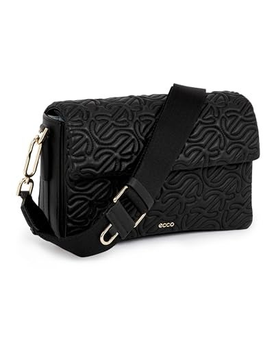 ECCO Large Pinch Crossbody, Black Quilted Wave Leather - Image 1