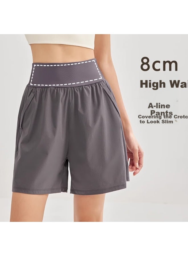 Never Me Women's Sports Shorts High Waist Tummy Control Loose Breathable Quick Dry Running Fitness Boxing Shorts Summer - Image 3