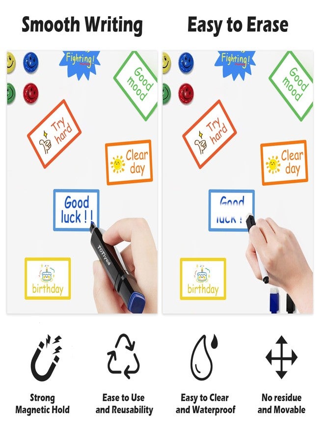 TOTiyea 40 Pack Magnetic Dry Erase Labels, Magnetic Label Stickers for Whiteboards, 3 x 2 Inches, School Supplies - Image 2