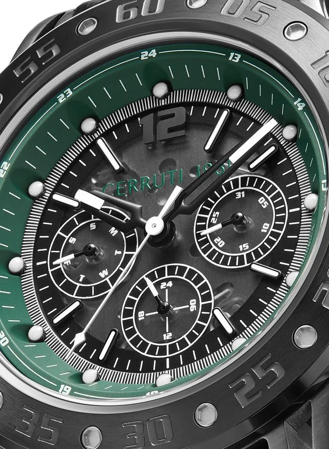 CERRUTI 1881 Velletri 45mm Men's Analog Watch with Black Genuine Leather Strap