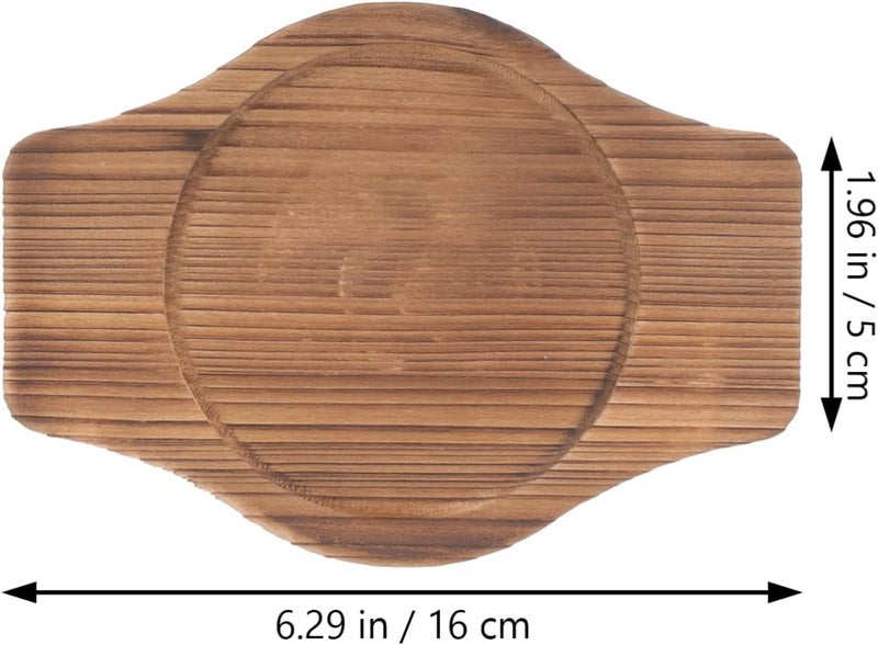 HEMOTON Stone Pot Wooden Bottom mat Round Wooden Tray hot Pot Trivet Cooking Bowl Trivet Korean Bowl Tray Wood Dinner Plates pan Cooking Stand bibimbap Micro-Wave Oven 16C Base - Image 5