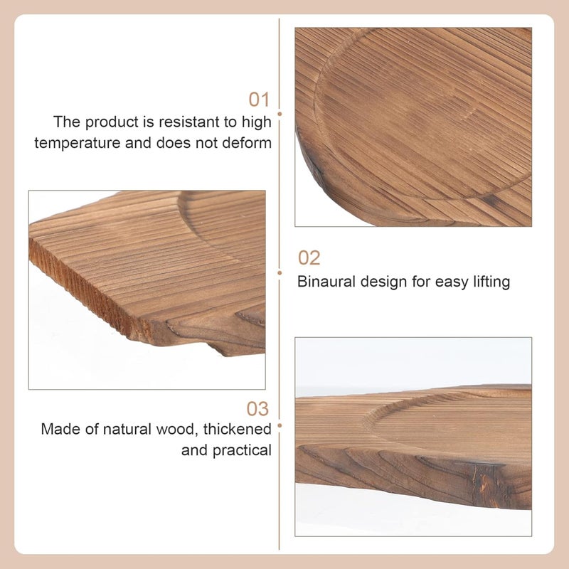 HEMOTON Stone Pot Wooden Bottom mat Round Wooden Tray hot Pot Trivet Cooking Bowl Trivet Korean Bowl Tray Wood Dinner Plates pan Cooking Stand bibimbap Micro-Wave Oven 16C Base - Image 4