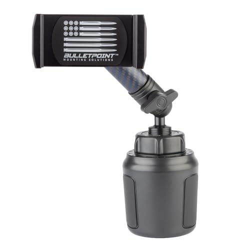 Bulletpoint Adjustable Universal Cup Phone Holder for Car with Carbon Fiber Kevlar Arm Compatible with iPhone Samsung Google Smartphones Universal Phone Holder - Image 1