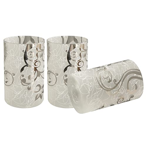Voguad Electroplated Floral Pattern Replacement Glass Lamp Shade 3 Pack, Frosted Glass Light Cover for Light Fixture, Glass Shade for Wall Sconce, Kitchen Pendant Light, 1 5/8 Inch Fitter - Image 1