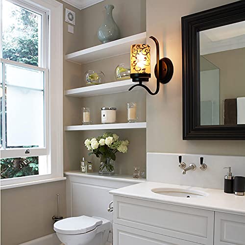 Voguad Electroplated Floral Pattern Replacement Glass Lamp Shade 3 Pack, Frosted Glass Light Cover for Light Fixture, Glass Shade for Wall Sconce, Kitchen Pendant Light, 1 5/8 Inch Fitter - Image 3