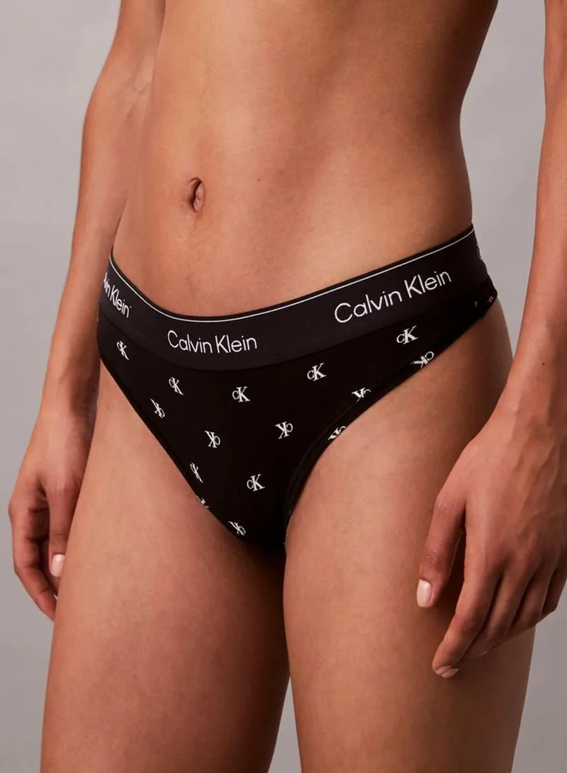 Calvin Klein DIAMOND LOGO+BLACK Thong - Icon Cotton Modal for Women | Best Price UAE