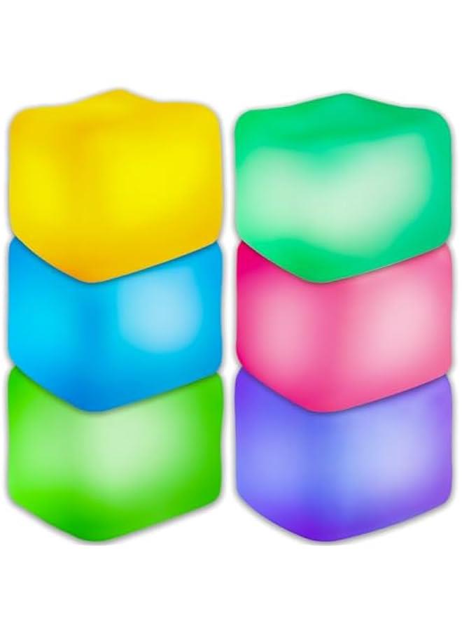 6Pcs Stress Cube Glow in The Dark Toys,Sensory Squeeze Toy with Super Solid Squishy,Fidget Squishy Toys for Kids and Adults,Ice Cube Toys,High Density Squeeze Balls - Image 1