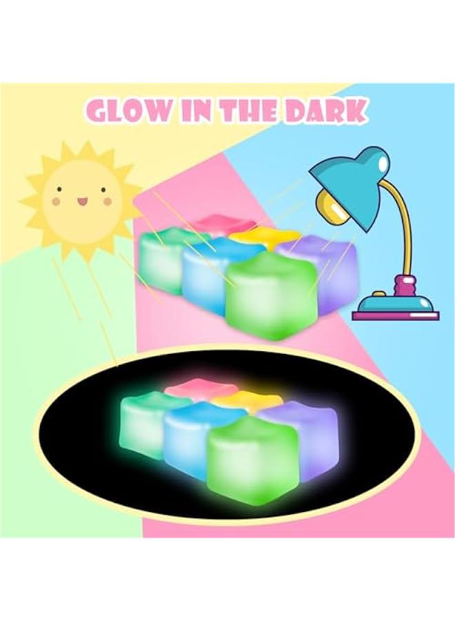 6Pcs Stress Cube Glow in The Dark Toys,Sensory Squeeze Toy with Super Solid Squishy,Fidget Squishy Toys for Kids and Adults,Ice Cube Toys,High Density Squeeze Balls - Image 4