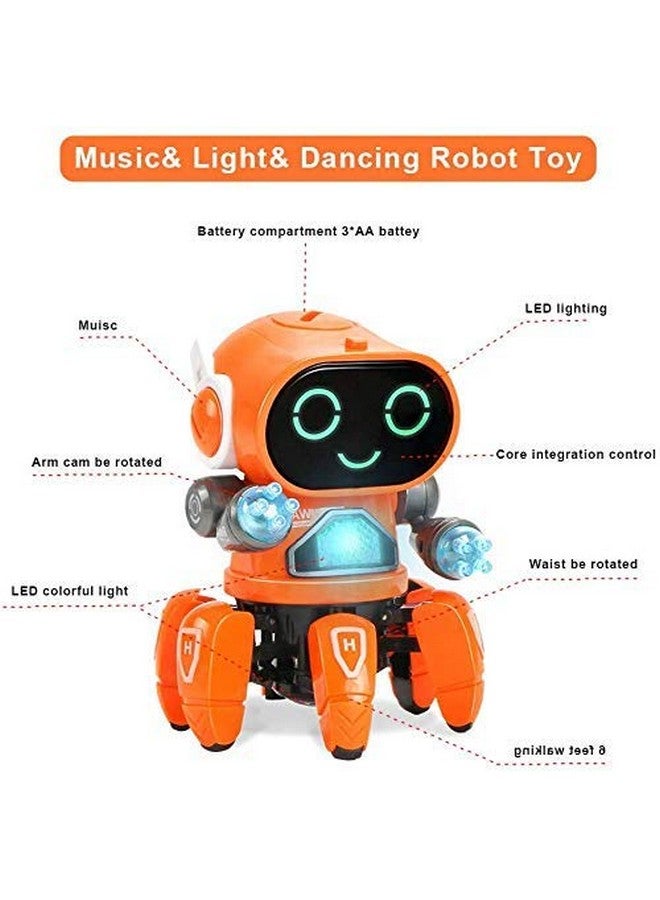 Goyal's Bot Robot Octopus Style | Colorful Lights and Music | All Direction Movement | Dancing Robot Toys for Kids | Orange - Image 2