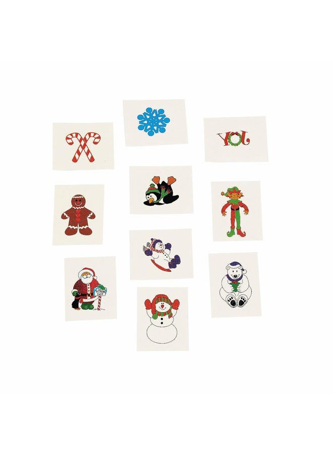 Fun Express Christmas Holiday Glitter Temporary Tattoos For Kids (72 Pieces) Holiday Favors and Giveaways, Stocking Stuffers - Image 1
