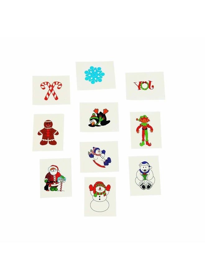 Fun Express Christmas Holiday Glitter Temporary Tattoos For Kids (72 Pieces) Holiday Favors and Giveaways, Stocking Stuffers - Image 2