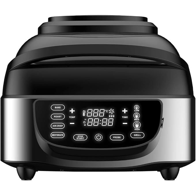BERGNER Masterpro Indoor Electric Smokeless Grill,7 liter,1800 Watt,Digital Led Display And Multi Touch Panel,5 In 1 Function Grill,Bake,Roast,Dehydrate,Air Fry With Cyclonic Air Technology,Silver - Image 5