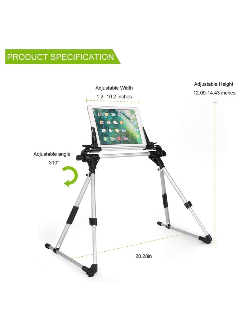 ELTRAZONE - Tablet Holder, 360 Adjustable Phone/Tablet Stand with Steel Arm, Lazy Mount Tablet Clamp for All 4"-10.5" Phones, Tablet, Switch, for Gaming, Watching Video, Chatting - Image 1