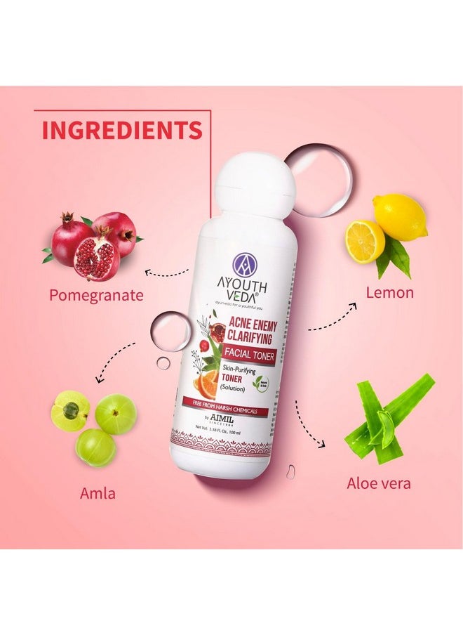 AYOUTHVEDA Acne Enemy Clarifying Facial Toner | Powered With Pomegranate Extract, Hydrating Rose Water & Refreshing Peppermint | Tightens Pore & Makes Skin Even Tone (Pack Of 1; 100Ml)  - Image 4